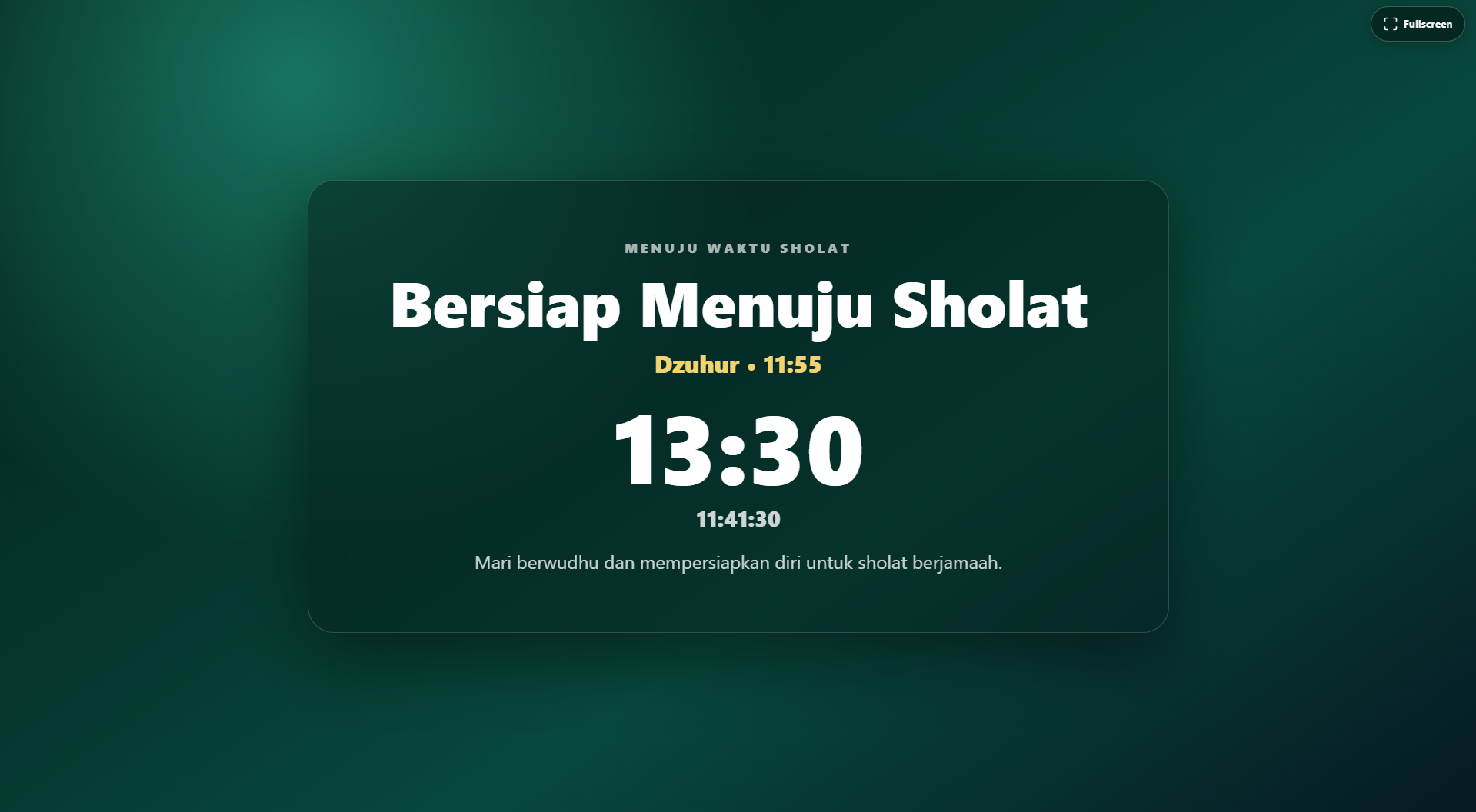 Tampilan Layar Menunggu Waktu Solat